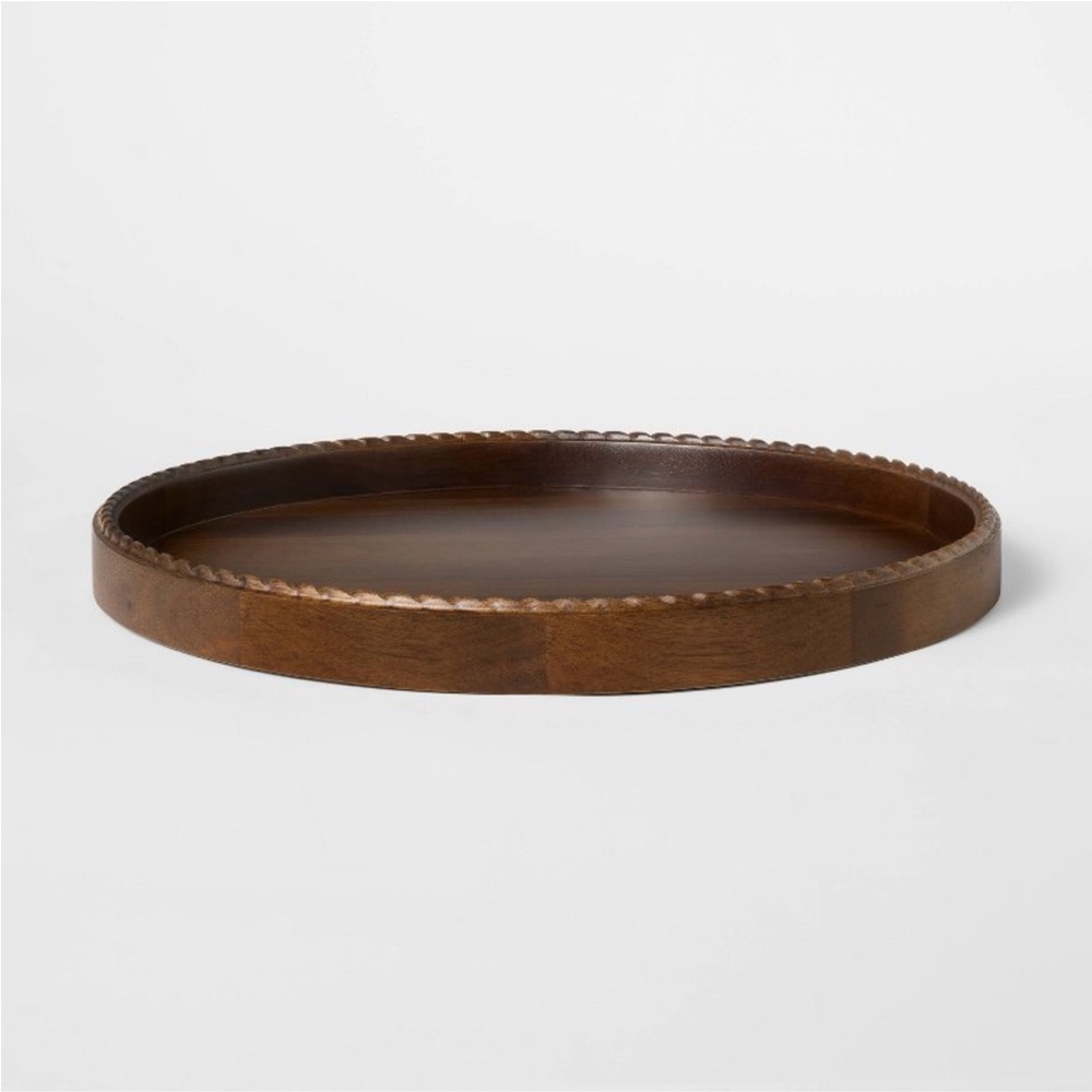 Braided Edge Wood Tray Dark Brown -Studio McGee